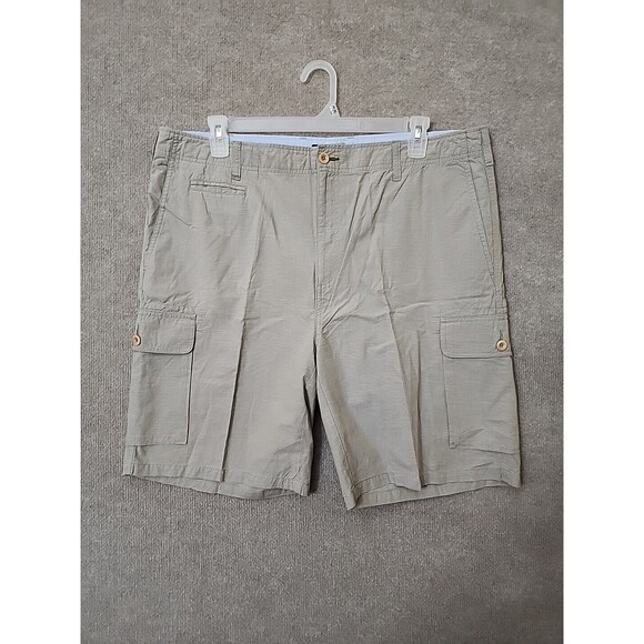 Orvis Other - Orvis Cargo Chino Shorts Mens 40 Tan Blue Micro Check Golf Hiking Cotton